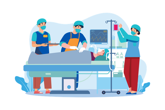 Doctors doing operations on patient  Illustration