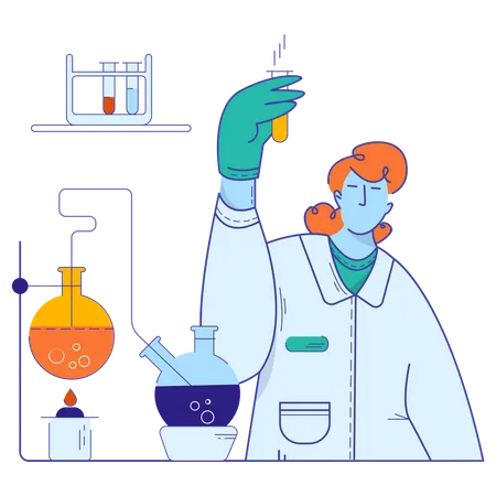 Doctors doing research in lab Illustration