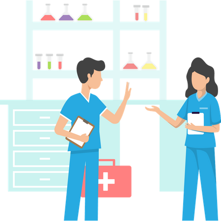 Doctors doing research in lab Illustration