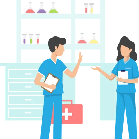 Doctors doing research in lab  Illustration