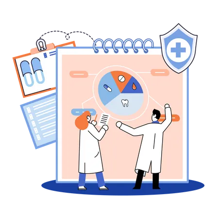 Doctors examining patient report  Illustration