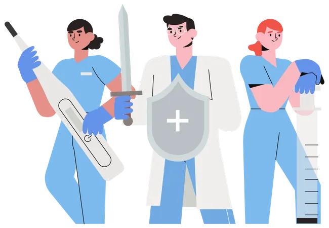 Doctors fighting disease  Illustration