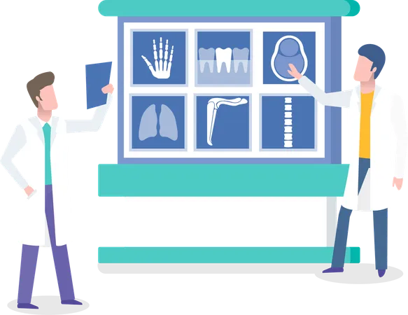 Doctors in Laboratory with CT Computed Tomography  Illustration