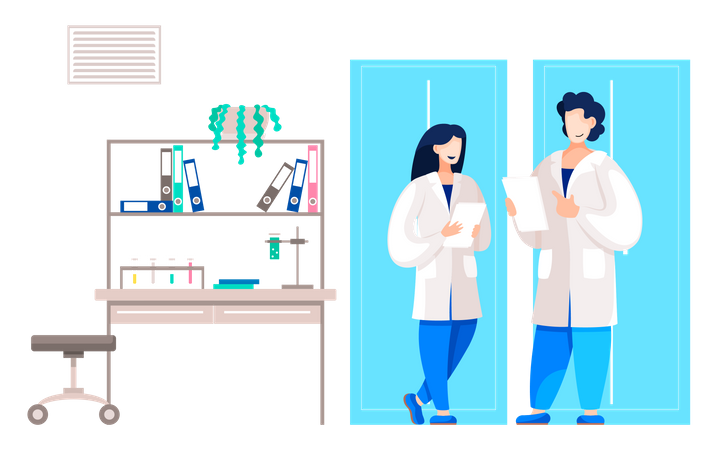 Doctors in research laboratory lab Illustration
