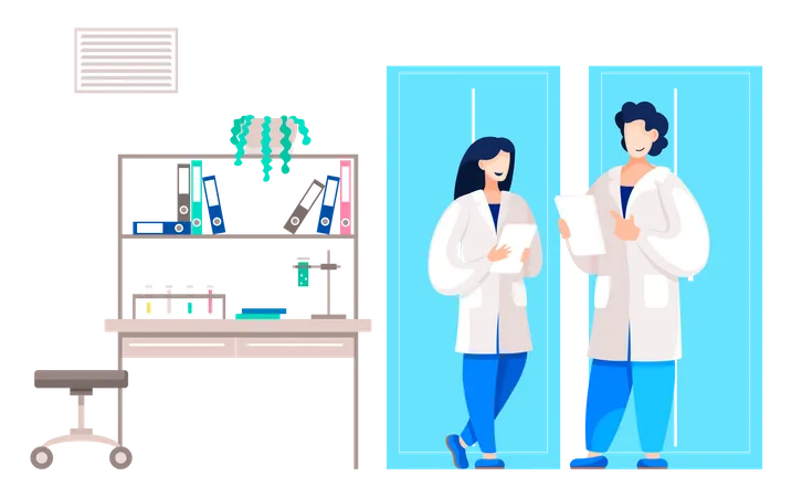 Doctors in research laboratory lab Illustration