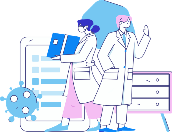 Doctors making medical report with medical insurance  Illustration