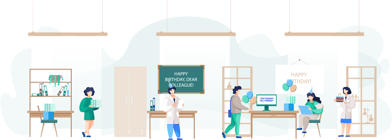 Doctors Organize Holiday Congratulate Colleague  Illustration
