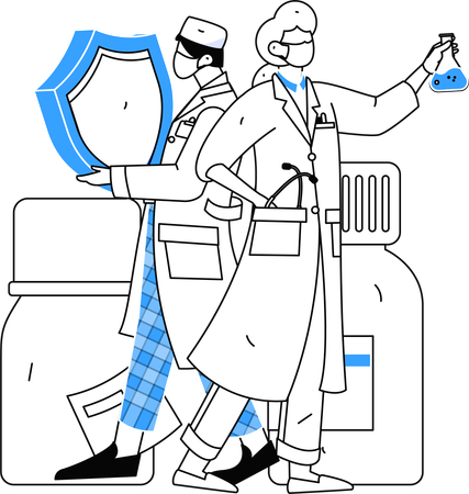 Doctors prepares vaccine report  Illustration