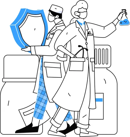 Doctors prepares vaccine report  Illustration