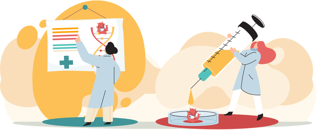 Doctors preparing anti-virus medicine  Illustration