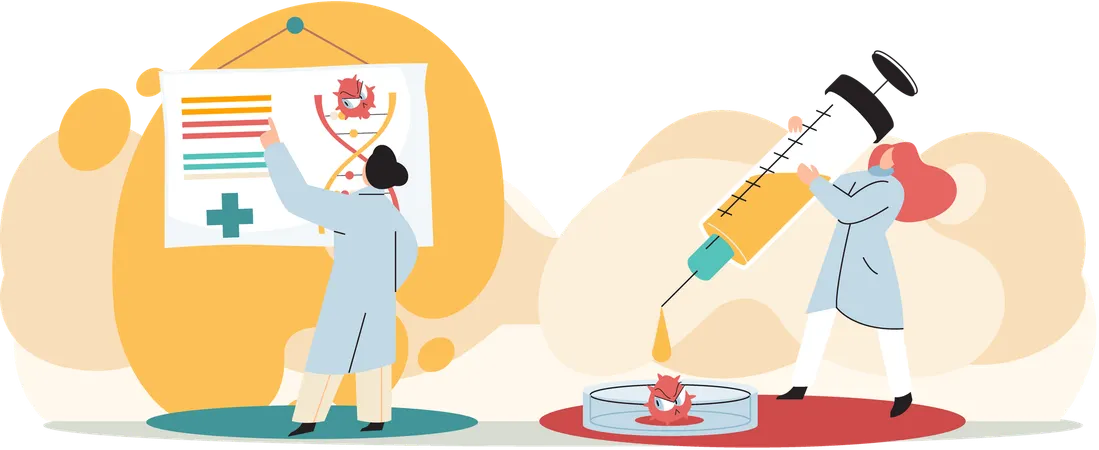 Doctors preparing anti-virus medicine  Illustration