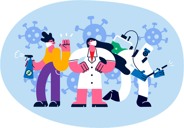 Doctors protecting patients in corona virus  Illustration