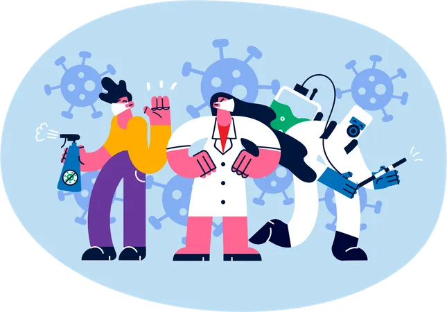 Doctors protecting patients in corona virus  Illustration