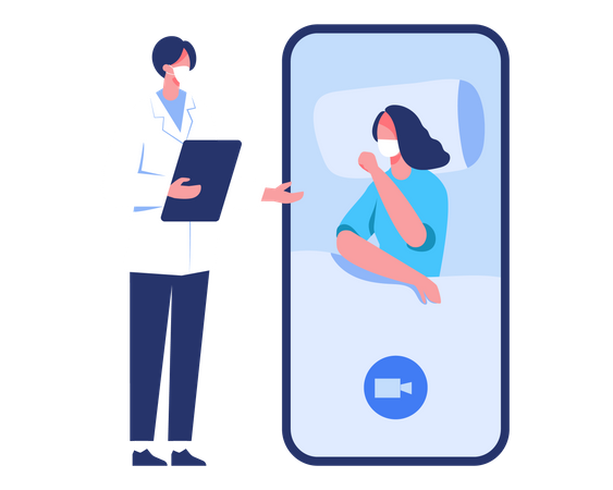 Doctors provide online advice to patients during Covid19 Illustration