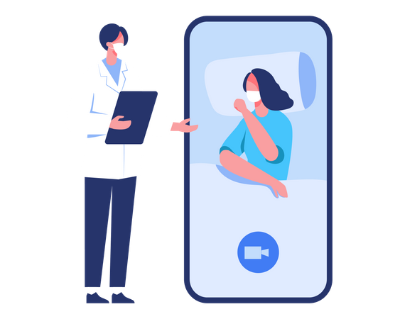 Doctors provide online advice to patients during Covid19  Illustration