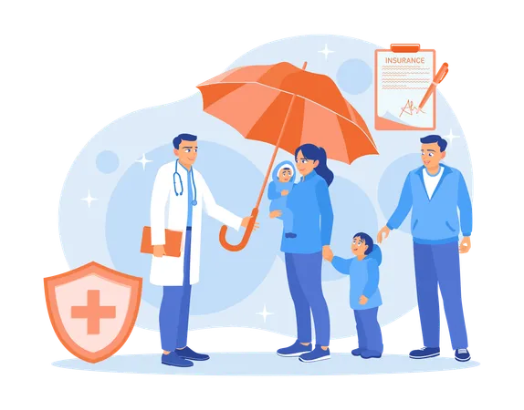 Doctors Providing Health Insurance To Patients  Illustration