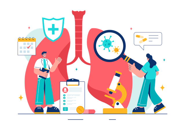 Doctors research on lungs infection  Illustration