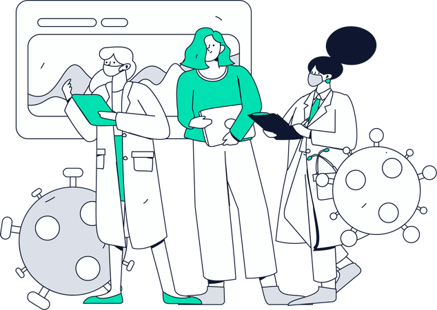 Doctors Showing Medical Analysis With Doctor Team  Illustration