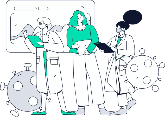 Doctors Showing Medical Analysis With Doctor Team  Illustration