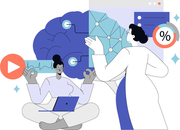 Doctors studying on neuroplasticity  Illustration