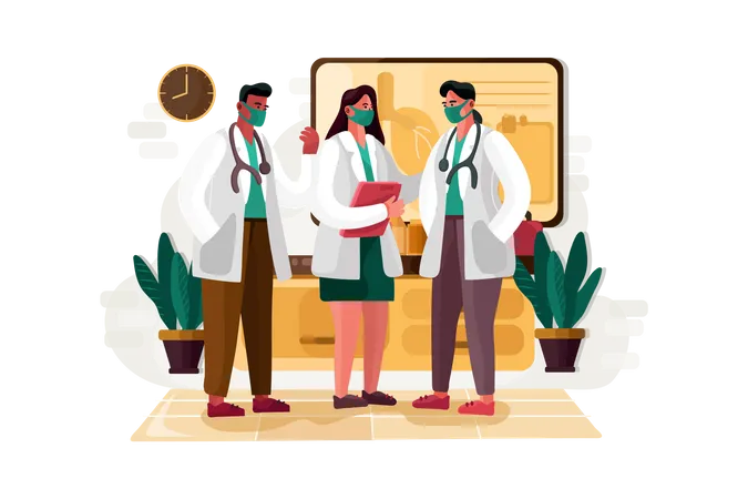 Doctors team discussion Illustration