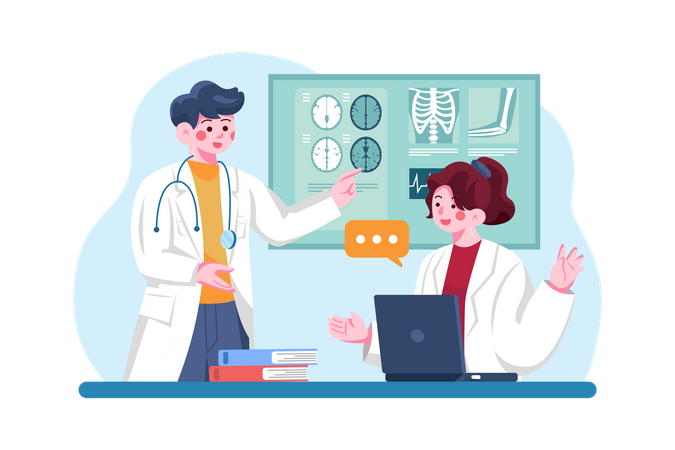 Doctors team discussion Illustration