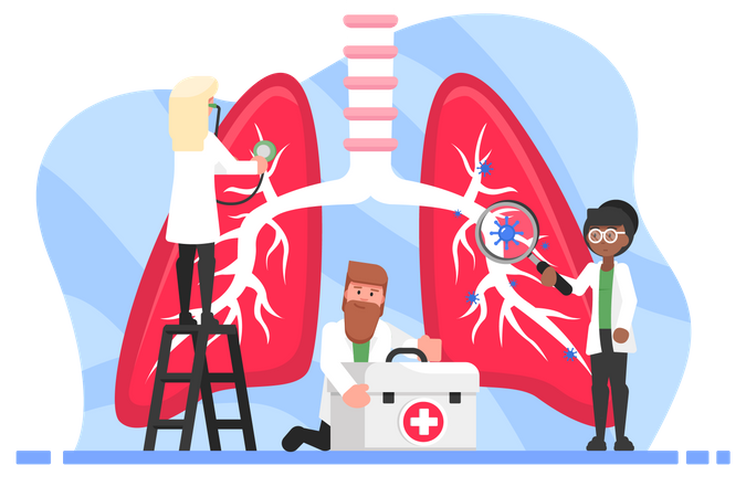 Doctors team research on lungs  Illustration