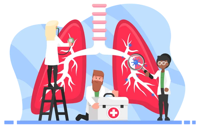 Doctors team research on lungs  Illustration