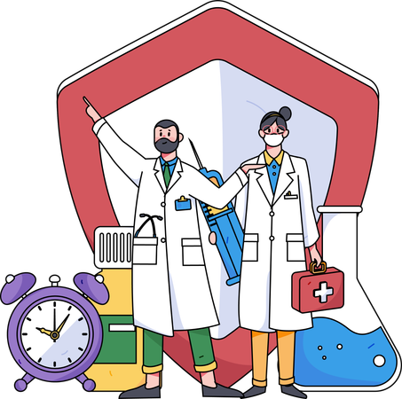 Doctors team showing medical insurance  Illustration