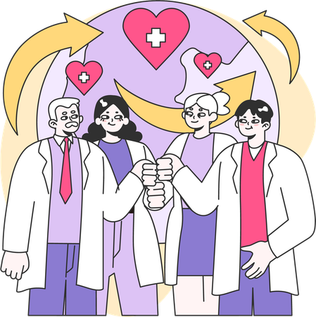 Doctors team works on disease examination  Illustration