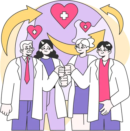 Doctors team works on disease examination  Illustration