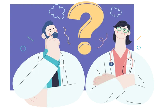 Doctors thinking about second opinion  Illustration