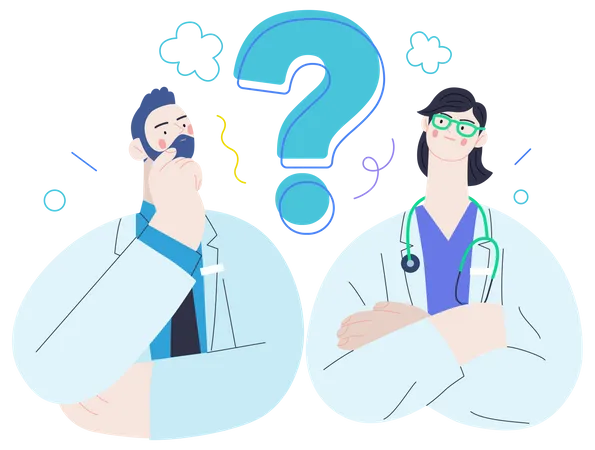 Doctors thinking about second opinion  Illustration