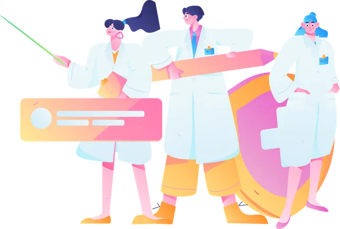 Doctors with medical insurance  Illustration