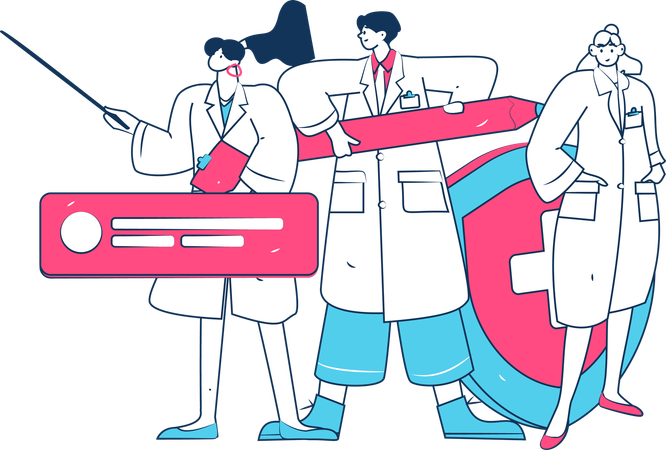 Doctors with medical insurance  Illustration