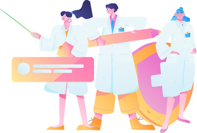 Doctors with medical insurance  Illustration