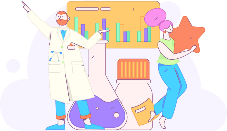 Doctors work on scientific research  Illustration