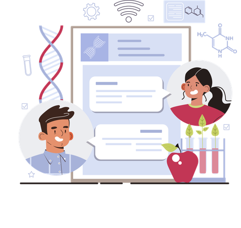 Doctors working on lab experiments  Illustration