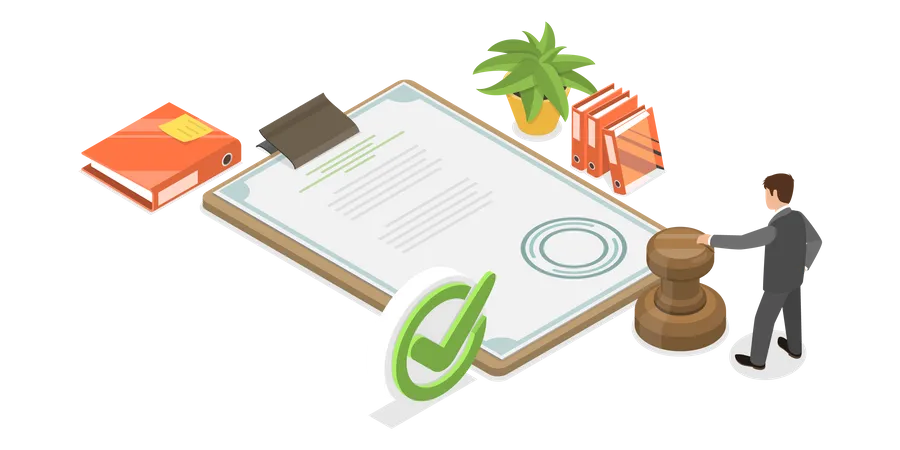 3 D Isometric Flat Vector Conceptual Illustration Of Document Approval Approved Application Illustration