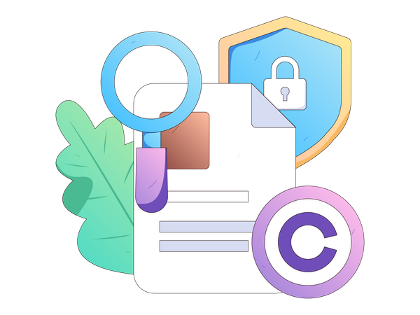 Document copyright with security  Illustration