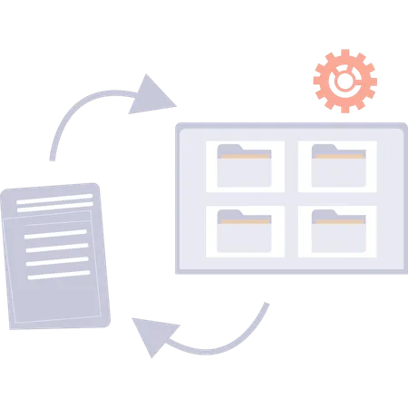 Document Data Is Converted Into Folders Illustration