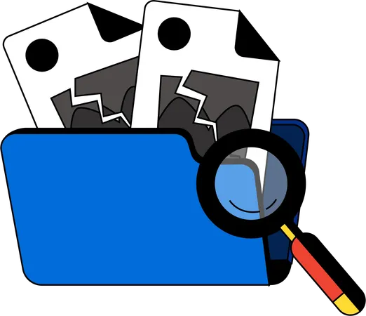 This Graphic Shows A Magnifying Glass Over Documents Symbolizing Detailed Examination Or Scrutiny Illustration