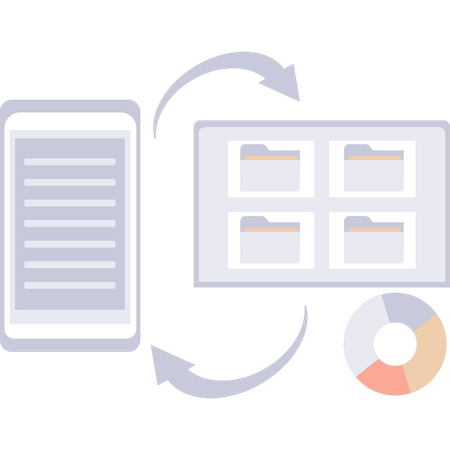 Document file data converting into folders  Illustration