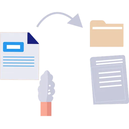 Document Files Are Being Moved To A Folder Illustration