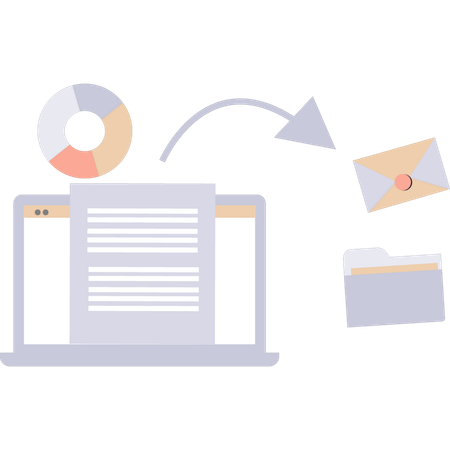 Document is converted into mail and folder  Illustration