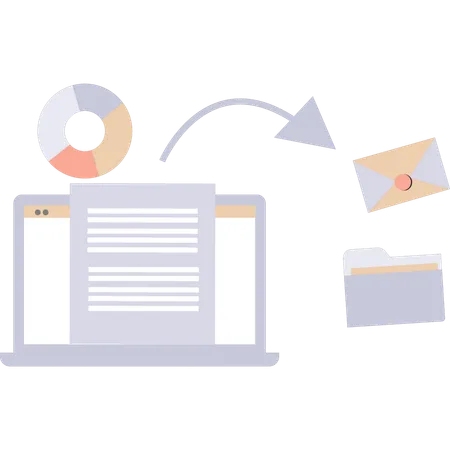 The Document Is Converted Into Mail And Folder Illustration