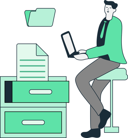 Document Management done by businessman  Illustration