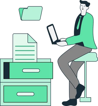 Document Management done by businessman  Illustration