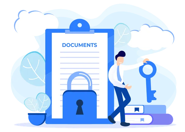 Illustration Vector Graphic Cartoon Character Of Data And Document Protection 일러스트레이션