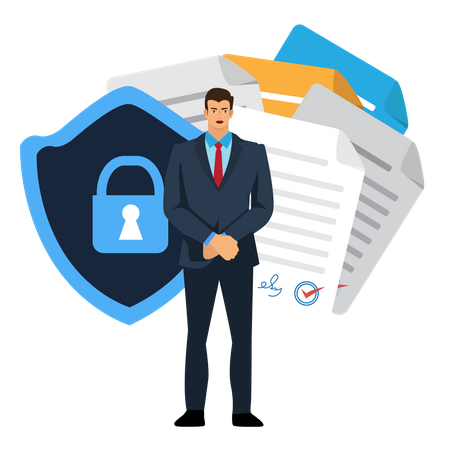 Document protection and data protection With security system  イラスト